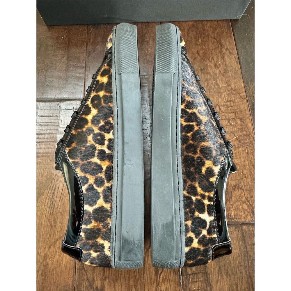The Kooples Unisex Leo Poulain Leather Leopard Sneakers Size 9-9.5 Mob Wife - Picture 6 of 11